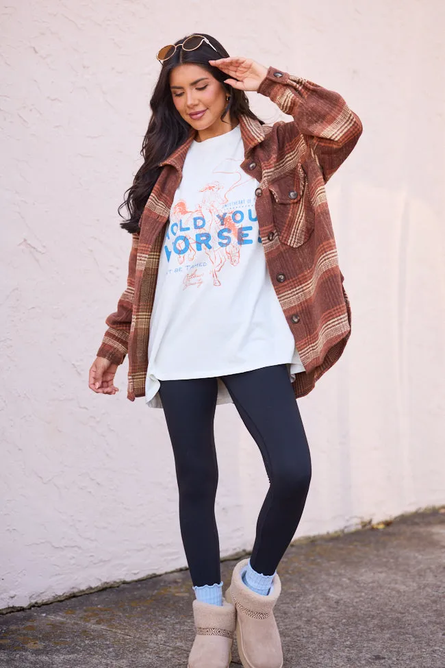 Hold Your Horses Off White Oversized Graphic Tee sold by Pink Lily product image thumbnail 4