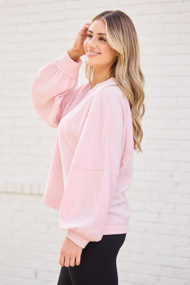 Caroline Pink Brushed Waffle Crewneck Pullover SALE sold by Pink Lily product image thumbnail 4
