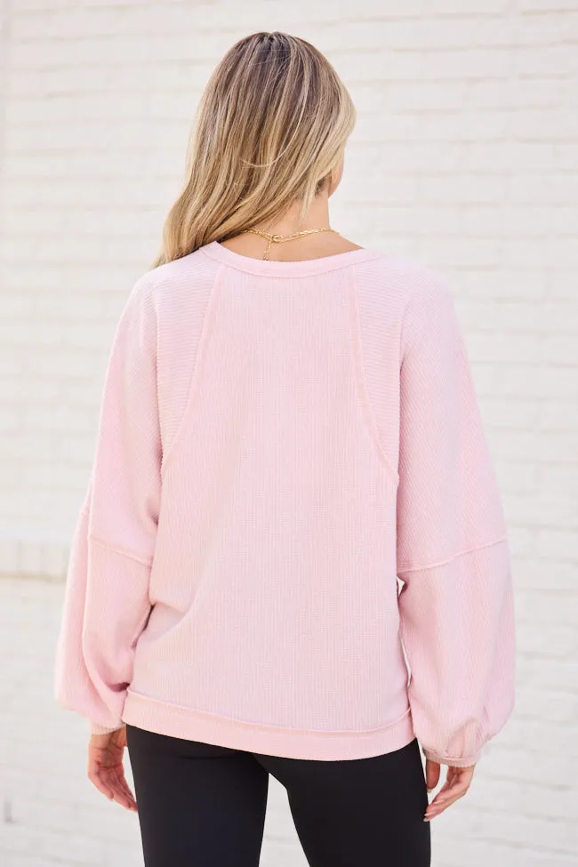 Caroline Pink Brushed Waffle Crewneck Pullover SALE sold by Pink Lily product image thumbnail 5