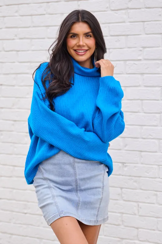 Dorothy Electric Blue Turtleneck Sweater SALE sold by Pink Lily