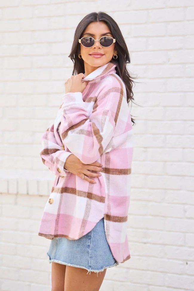 Shayla Pink and Taupe Flannel Shacket FINAL SALE sold by Pink Lily product image thumbnail 3