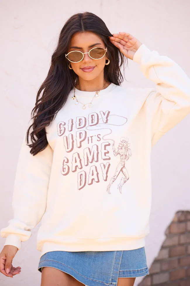 Giddy Up Game Day Cream Graphic Sweatshirt sold by Pink Lily
