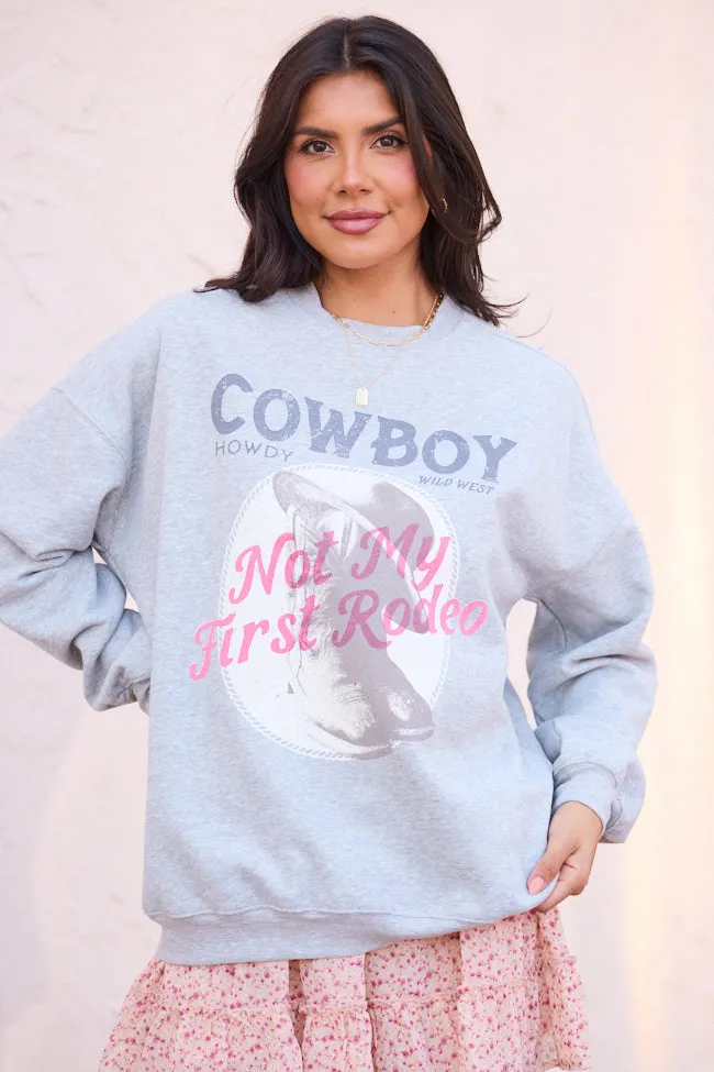 Not My First Rodeo Light Grey Graphic Sweatshirt sold by Pink Lily