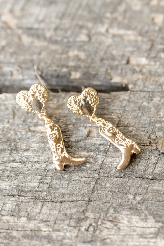 Luca Gold Cowboy Boot Earrings FINAL SALE sold by Pink Lily