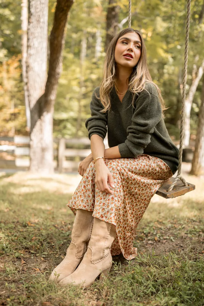 Adalyn Olive Green V-Neck Sweater sold by Pink Lily product image thumbnail 2