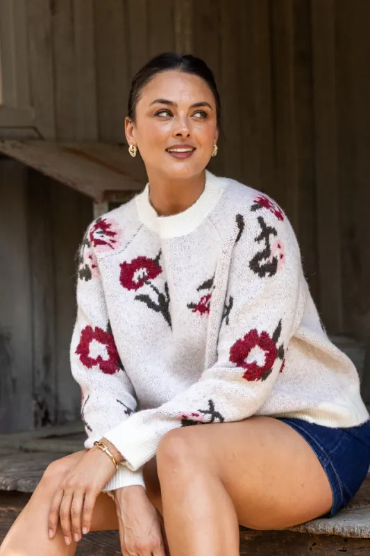 Ellery Rose Shoulder Motif Sweater sold by Pink Lily