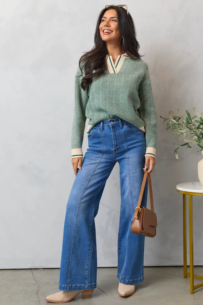 Candice Green Patterned V-Neck Pullover SALE sold by Pink Lily product image thumbnail 2