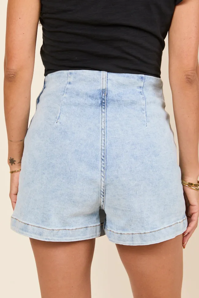 My Favorite Stretchy Light Wash Acid Wash Denim Skort sold by Pink Lily product image thumbnail 4