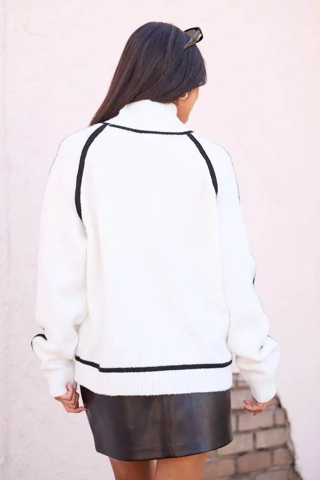 Bowie Cream and Black Trim Mock Neck Pullover FINAL SALE sold by Pink Lily product image thumbnail 5