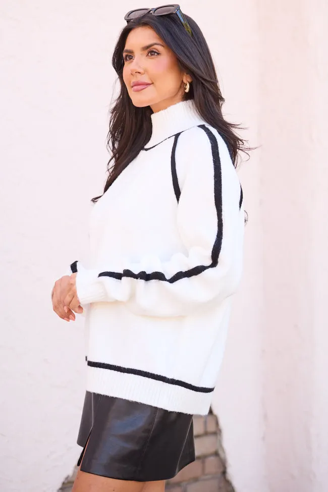 Bowie Cream and Black Trim Mock Neck Pullover FINAL SALE sold by Pink Lily product image thumbnail 4