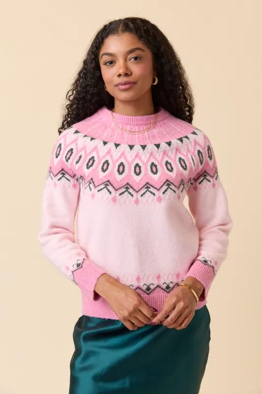 Isadora Pink Fair Isle Sweater SALE sold by Pink Lily