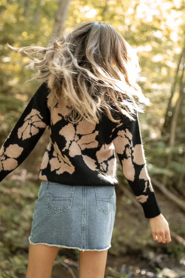 Moxie Taupe and Black Rose Motif Crewneck sold by Pink Lily product image thumbnail 5