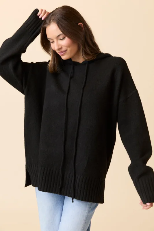 Etta Black Hooded Sweater SALE sold by Pink Lily