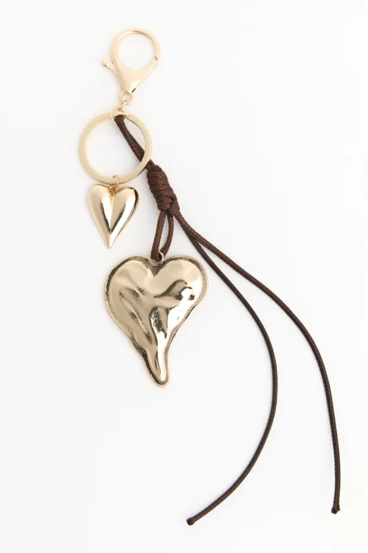 Esmeralda Gold Heart Bag Charm SALE sold by Pink Lily
