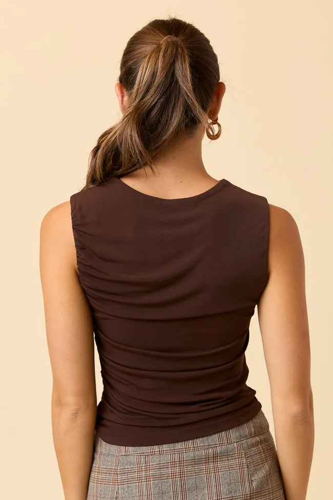 Yvonne Dark Brown Draped Cowl Tank SALE sold by Pink Lily product image thumbnail 4