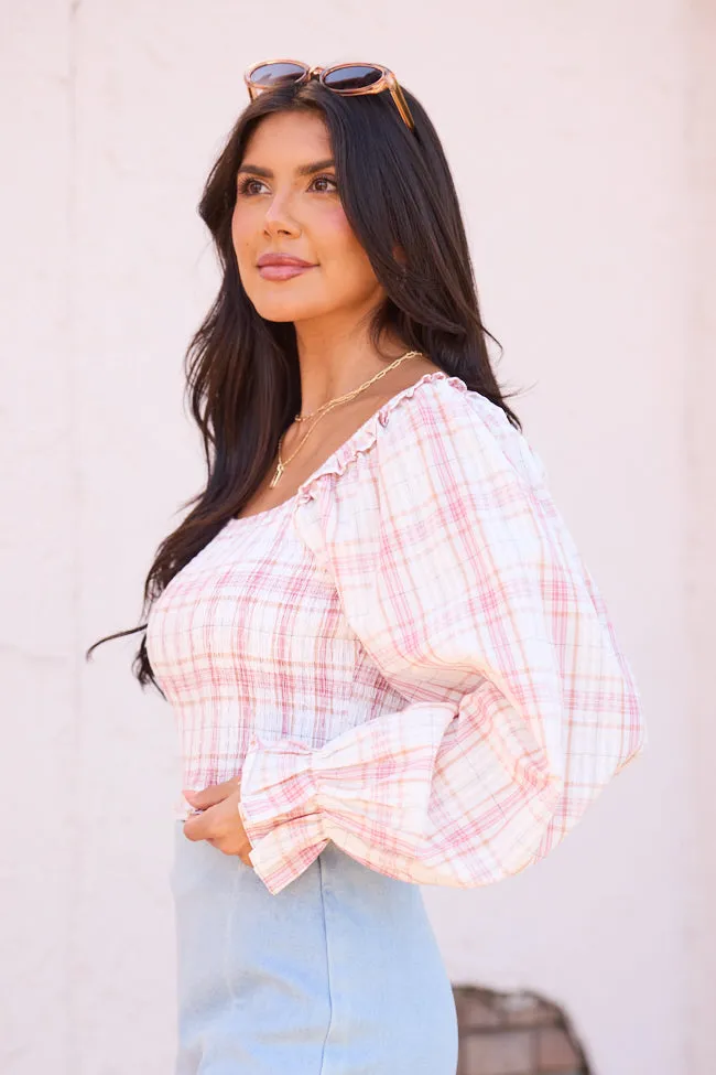 Willow Pink Plaid Smocked Balloon Sleeve Top sold by Pink Lily product image thumbnail 5