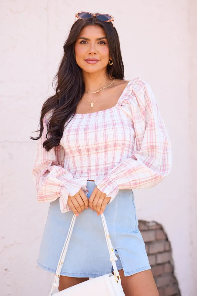 Willow Pink Plaid Smocked Balloon Sleeve Top sold by Pink Lily product image thumbnail 3