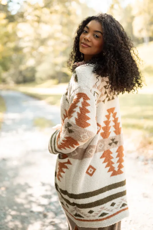 Elvis Southwestern Print Cozy Cardigan sold by Pink Lily