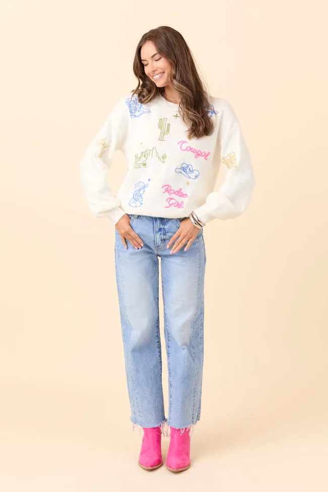 Pretty Cowgirl Cream Western Icon Crewneck Sweater sold by Pink Lily product image thumbnail 2