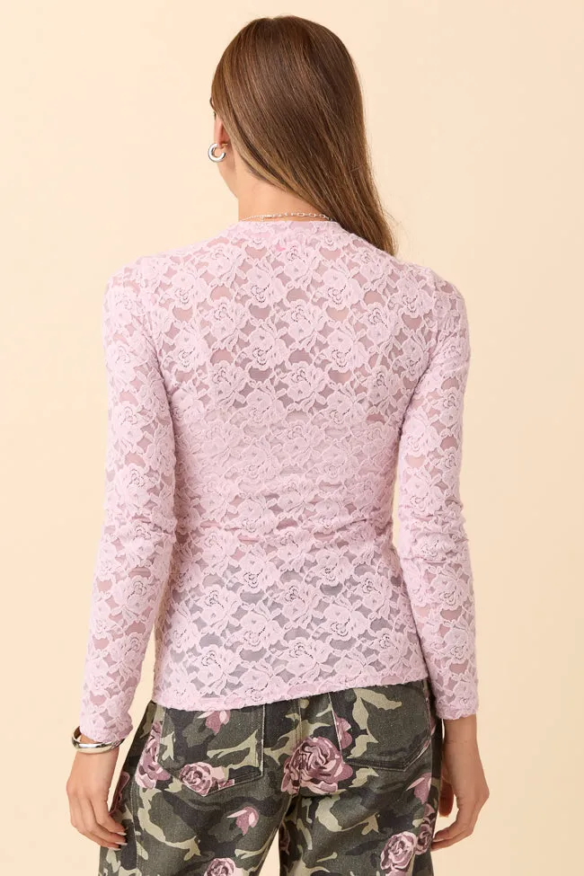 Nicks Long Sleeve Pink Floral Mesh Crewneck Top sold by Pink Lily product image thumbnail 5