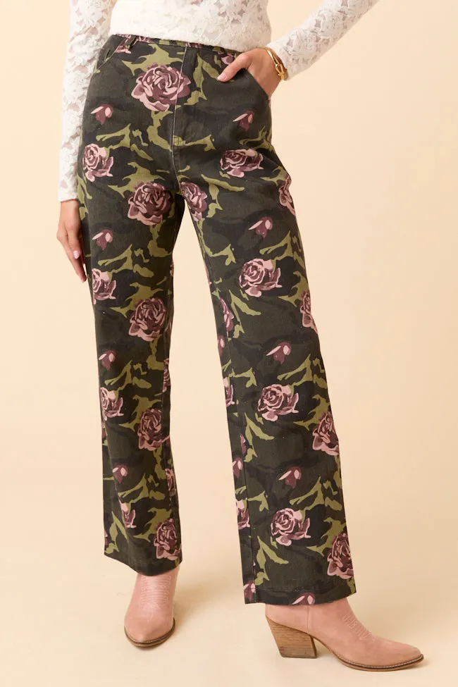 Gabbie Floral Camo Wide Leg Jeans SALE sold by Pink Lily