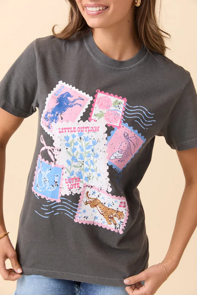 Outlaw Stamp Collection Dark Grey Graphic Tee sold by Pink Lily product image thumbnail 3