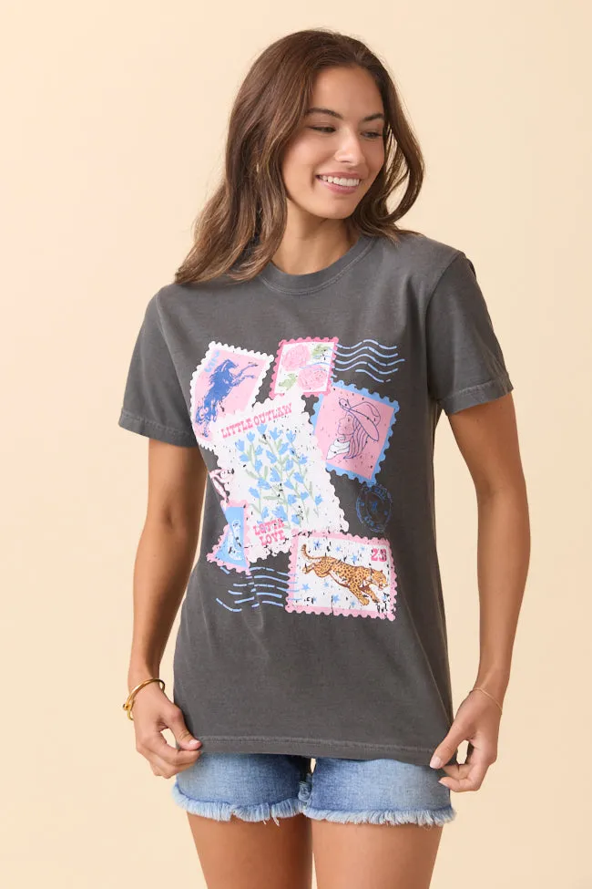 Outlaw Stamp Collection Dark Grey Graphic Tee sold by Pink Lily product image thumbnail 4