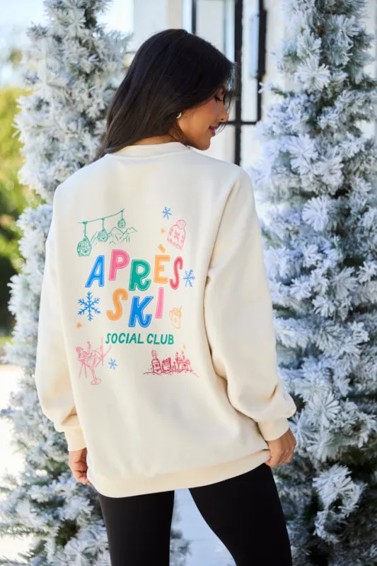 Après Ski Social Club Cream Graphic Sweatshirt SALE sold by Pink Lily