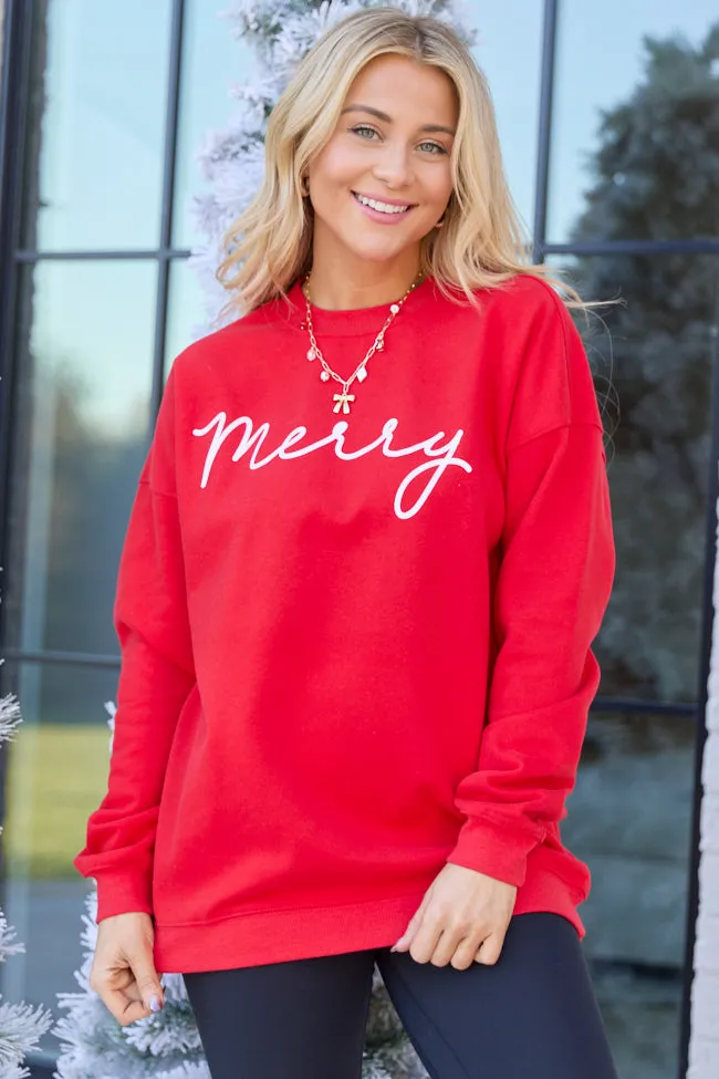 Merry Script Red Graphic Sweatshirt sold by Pink Lily product image thumbnail 3