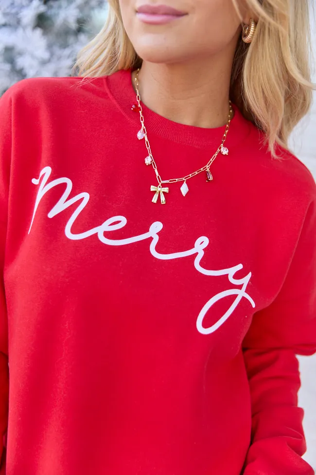 Merry Script Red Graphic Sweatshirt sold by Pink Lily product image thumbnail 2