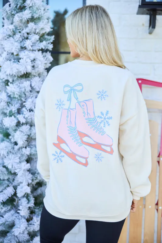 Let It Snow Ski Cream Graphic Sweatshirt SALE sold by Pink Lily