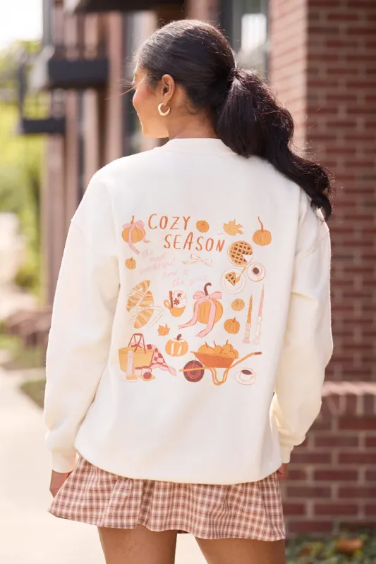 Cozy Season Cream Graphic Sweatshirt SALE sold by Pink Lily
