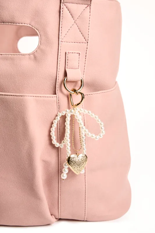 Faith Pearl Gold Heart Locket Bag Charm SALE sold by Pink Lily