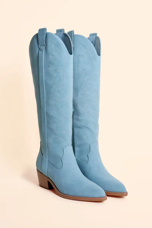 Shania Blue Boots made by Mia Shoes