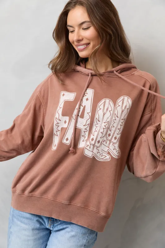 Fall Chestnut Oversized Graphic Hoodie SALE sold by Pink Lily