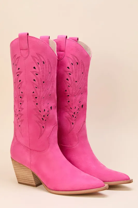 Olivia Pink Cutout Cowboy Boots SALE sold by Pink Lily