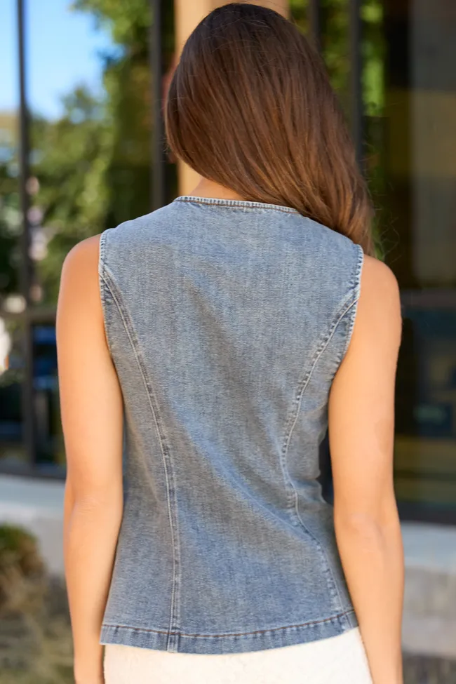Lottie Medium Wash Denim Vest sold by Pink Lily product image thumbnail 4