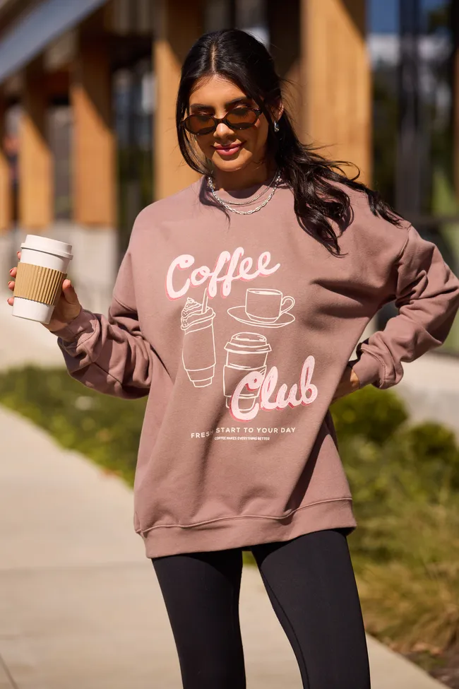 Coffee Club Mocha Graphic Sweatshirt sold by Pink Lily product image thumbnail 4