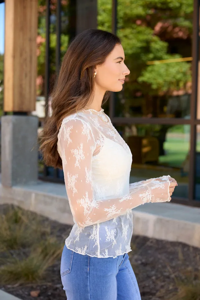 Soraya Ivory Mock Neck Lace Layering Blouse FINAL SALE sold by Pink Lily product image thumbnail 3