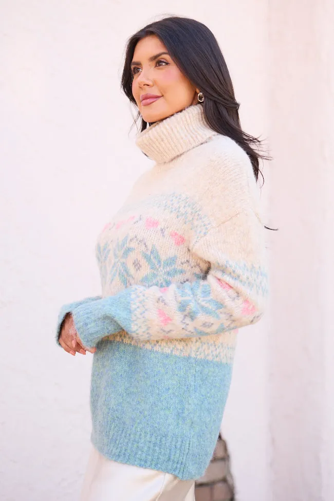 Collin Pink And Blue Fair Isle Turtleneck Sweater SALE sold by Pink Lily product image thumbnail 4