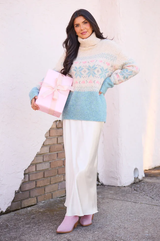 Collin Pink And Blue Fair Isle Turtleneck Sweater SALE sold by Pink Lily product image thumbnail 2