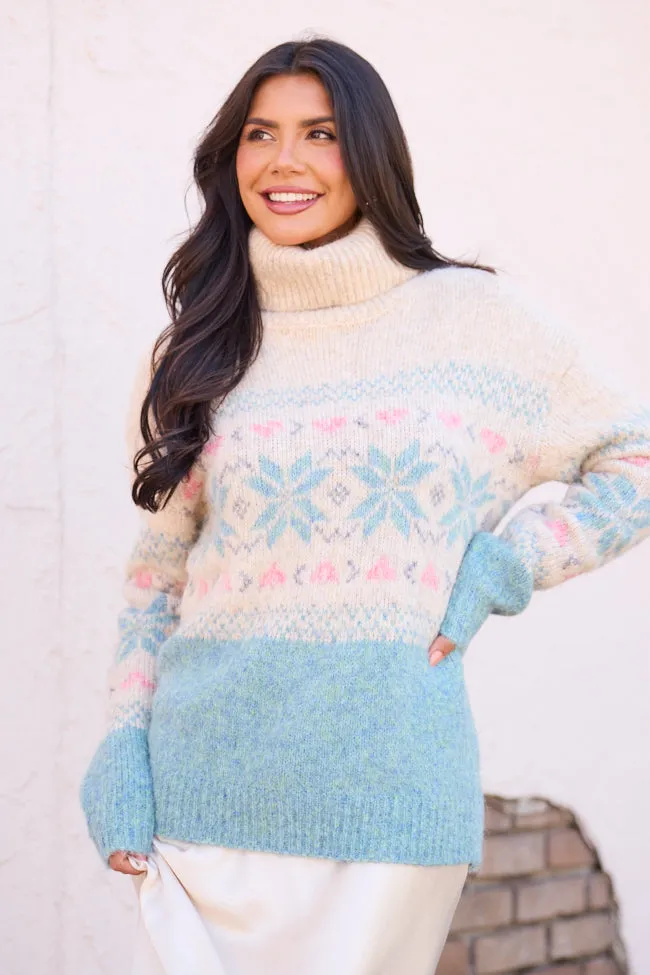 Collin Pink And Blue Fair Isle Turtleneck Sweater SALE sold by Pink Lily product image thumbnail 3