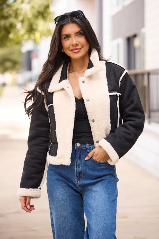 Orion Black Reversible Faux Suede Jacket SALE sold by Pink Lily
