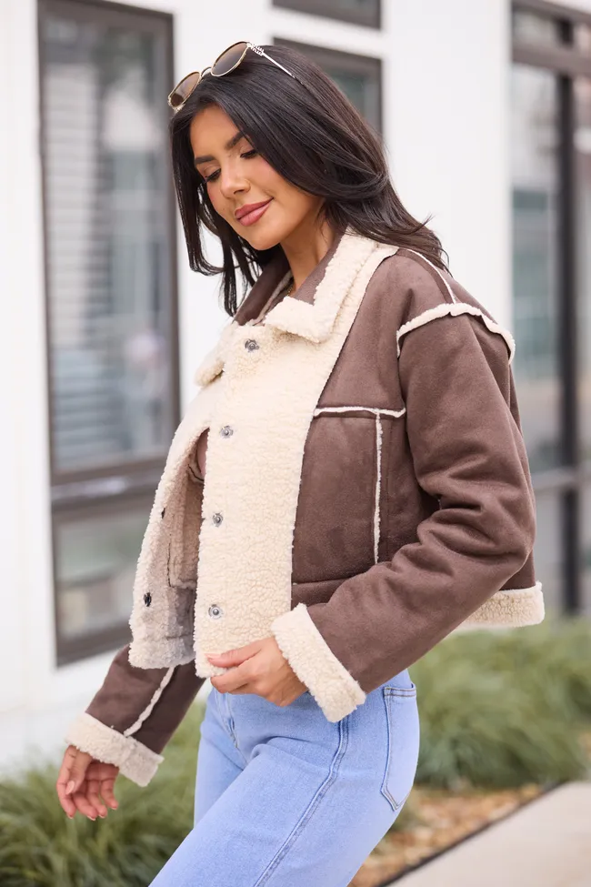 Orion Brown Reversible Faux Suede Jacket SALE sold by Pink Lily product image thumbnail 5