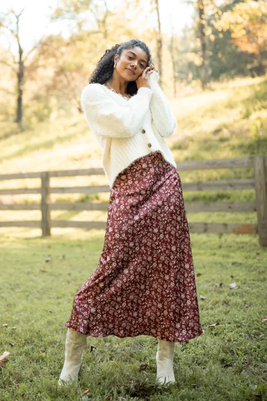 Naomi Red Multi Flower Maxi Skirt SALE sold by Pink Lily