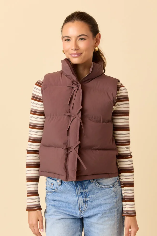 Liberty Brown Bow Puffer Vest FINAL SALE sold by Pink Lily product image thumbnail 5