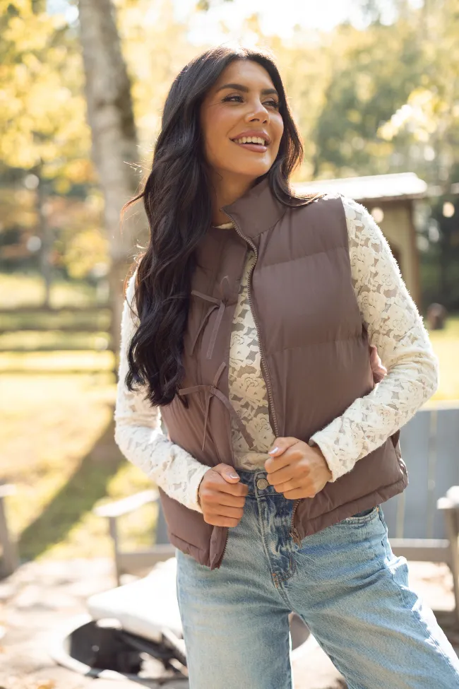 Liberty Brown Bow Puffer Vest FINAL SALE sold by Pink Lily product image thumbnail 2