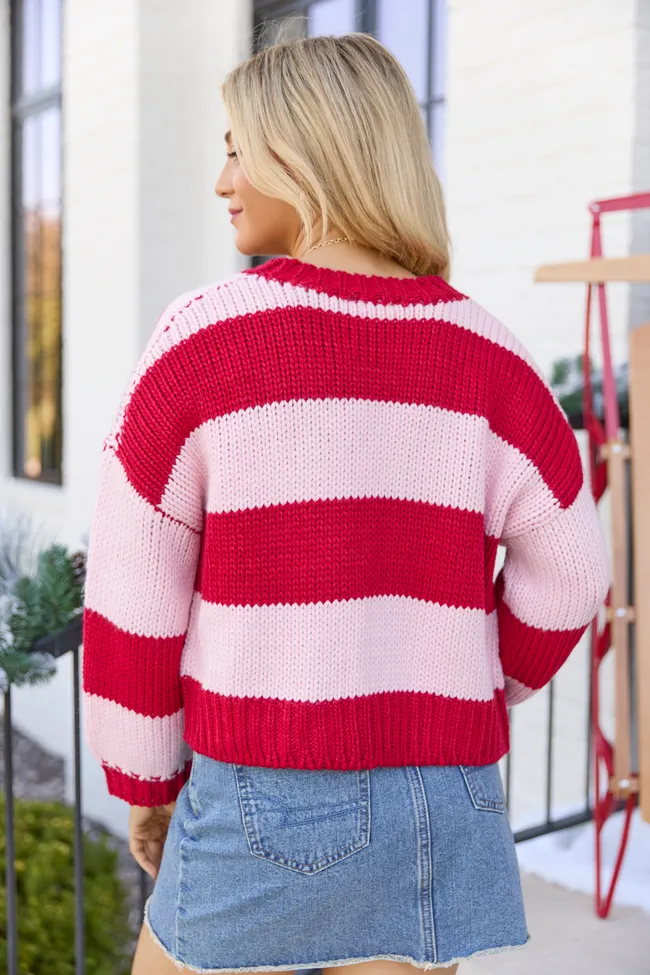 Carly Pink and Red Striped Open Cardigan FINAL SALE sold by Pink Lily product image thumbnail 5