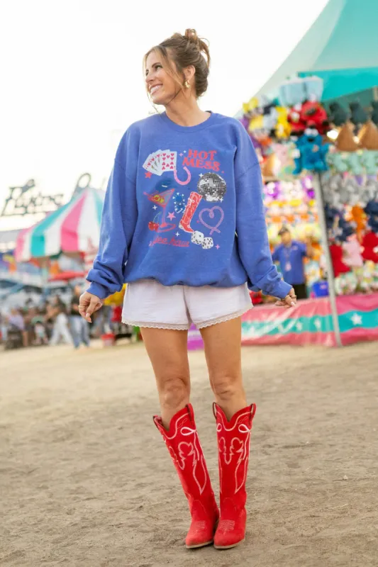 Western Girlie Heather Blue Graphic Sweatshirt sold by Pink Lily