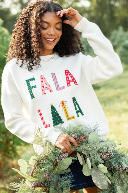 FA LA LA LA Christmas Crewneck Sweater sold by Pink Lily